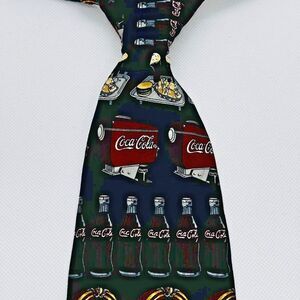 Coca-Cola Neck Tie‎ VTG Red Coke Juke Box  Soda Fountain 100% Silk USA